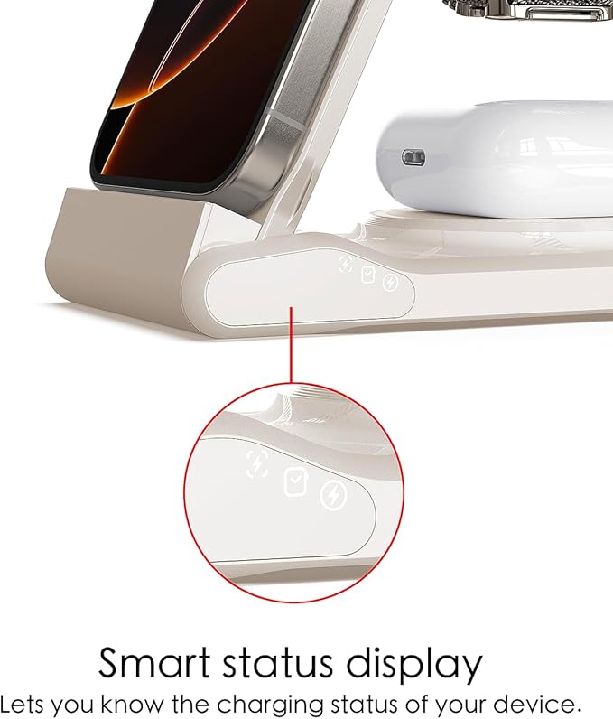 3 in 1 Charging Station for Multiple Devices, Travel Wireless Charging Station