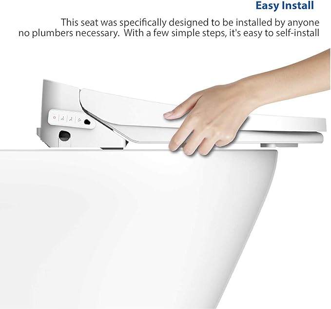VOVO VB-6100SR Round Bidet Toilet Seat, Warm Water, LED Light, Heated Seat