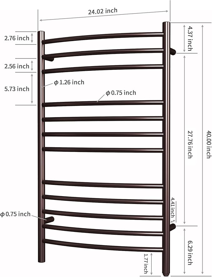 HEATGENE Towel Warmer Venetian Bronze, Electric Hot Towel Rails, Wall-Mounted