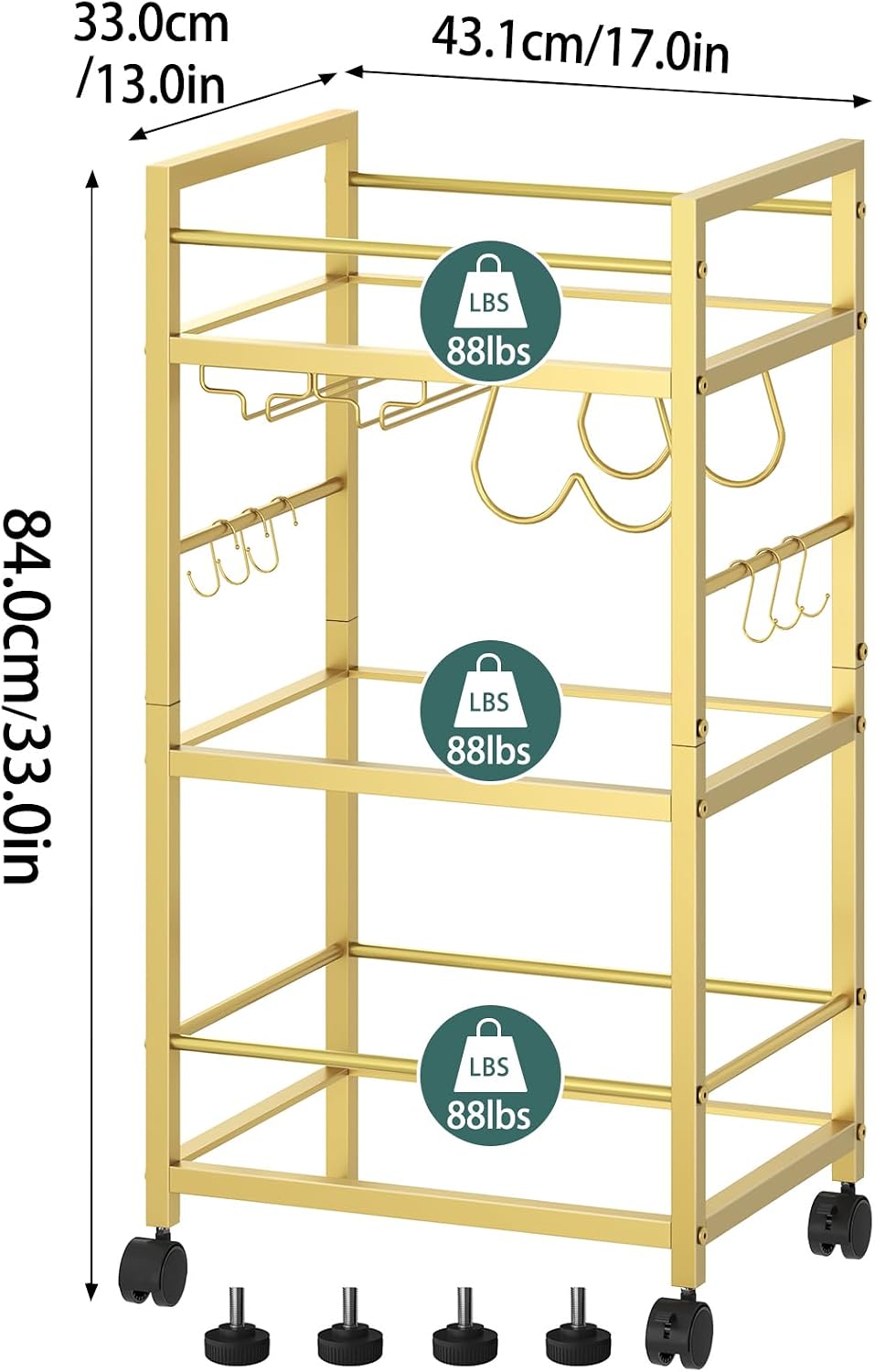 Bar Cart, Serving Cart for Home, Microwave Cart, Drink Cart, Mobile Kitchen S...