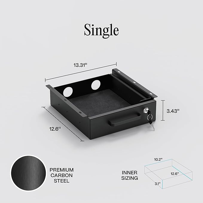 Under Desk Drawer Slide-Out – Lockable Metal Storage Drawer