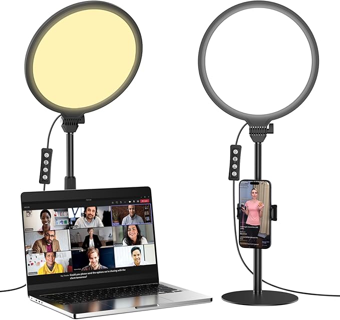 Anautin 10.5in LED Desk Ring Light, Video Conference Lighting