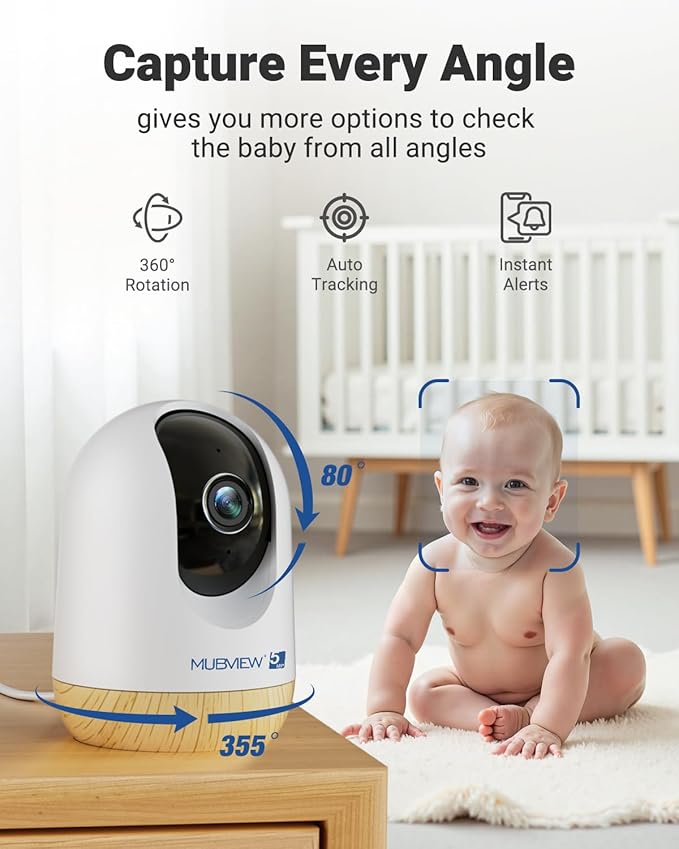 MUBVIEW Pan/Tilt Cameras for Home Security Indoor, 5MP Pet/Cat/Dog Camera (2-Pack)