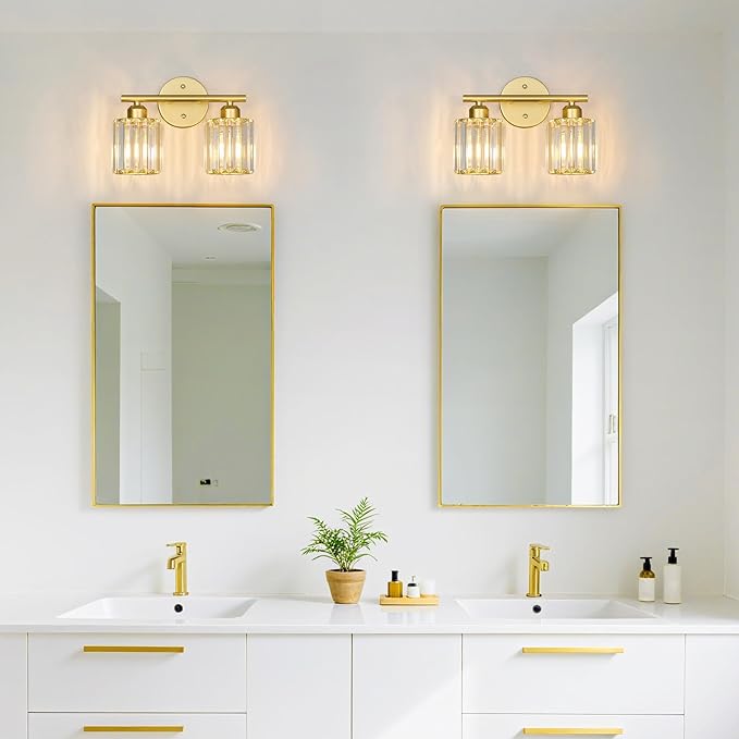 FDPBY Modern 2 Light Crystal Vanity Light, Compatible