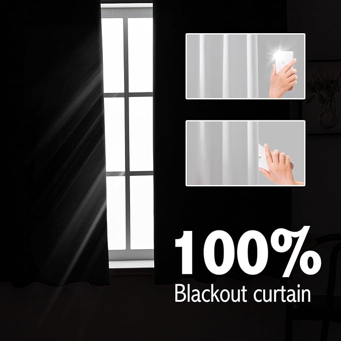 Anytime 100% Blackout Curtain 2 Panels Set, Thermal Insulated Window Drapes