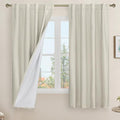 LAMIT Natural 100% Blackout Linen Curtains, 63 Inches Linen Textured Thermal