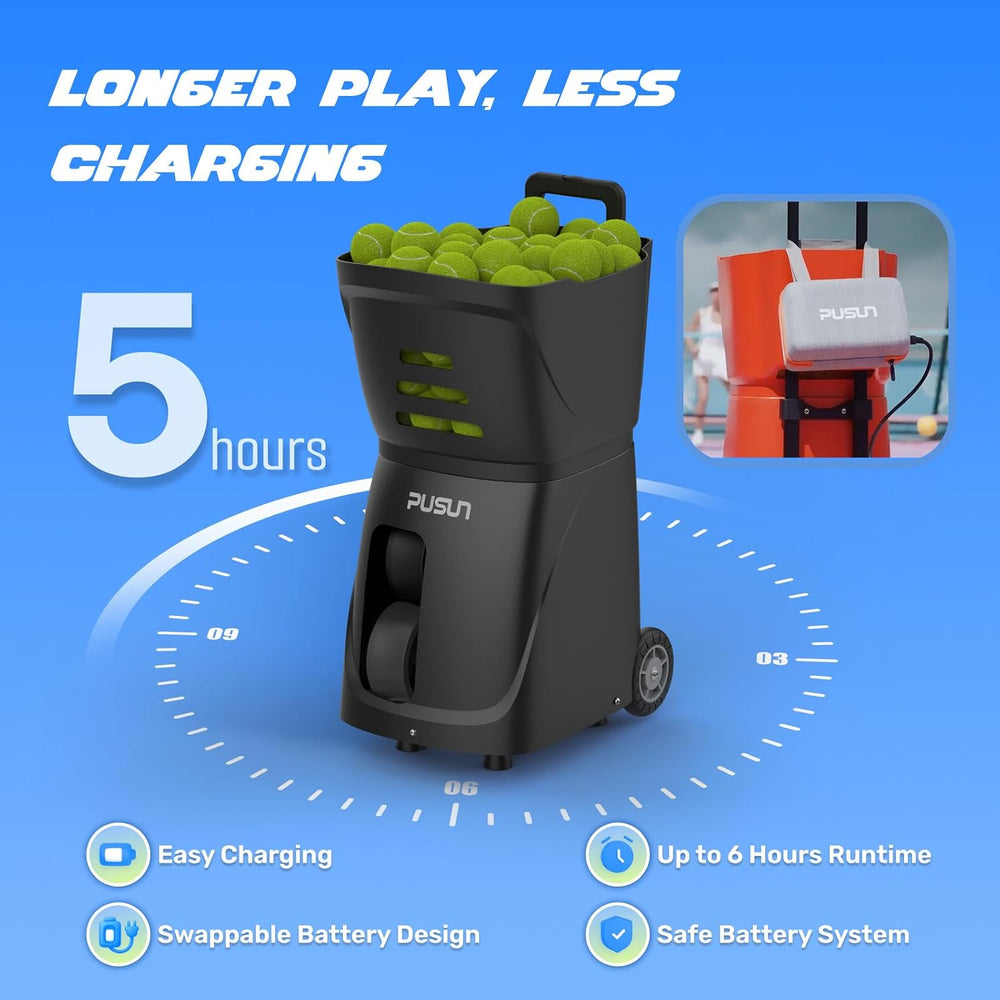 PUSUN｜PT-Smart Tennis Ball Machine: App Control with 12 Built-in Training Mod...