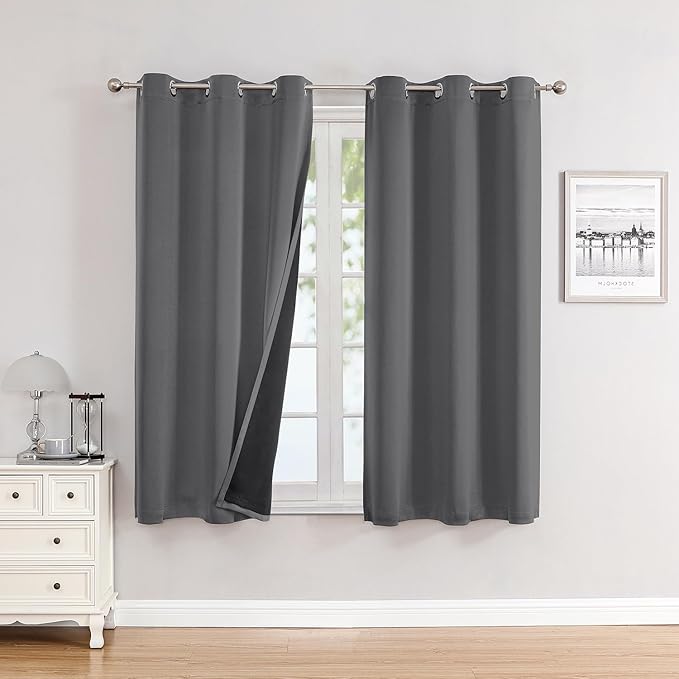 ChrisDowa 100% Blackout Curtains 63 inch Long