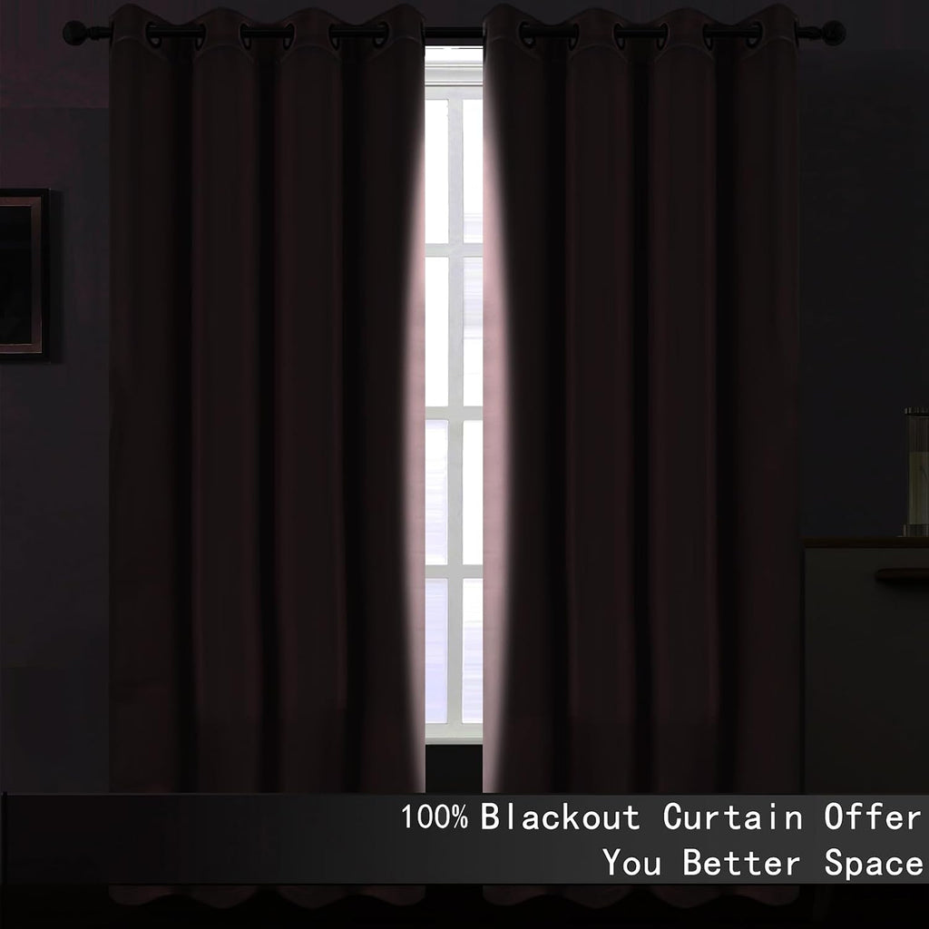 100% Blackout Curtains 52 x 84 Inches Long Thermal Insulated Baby Pink Curtains with Black Liner Set of 2 Panels for Nursery Room