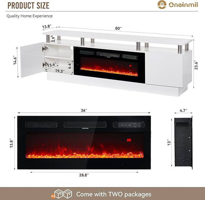 oneinmil Fireplace TV Stand
