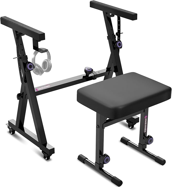 Liquid Stands Piano Keyboard Stand and Bench Set