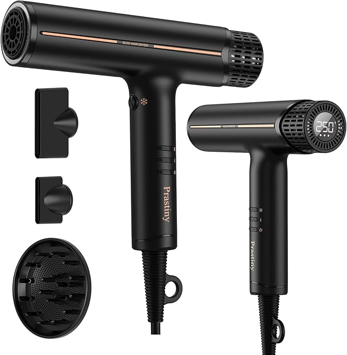Prastiny Hair Dryer with Diffuser: Professional High Speed Quiet Ionic Blow