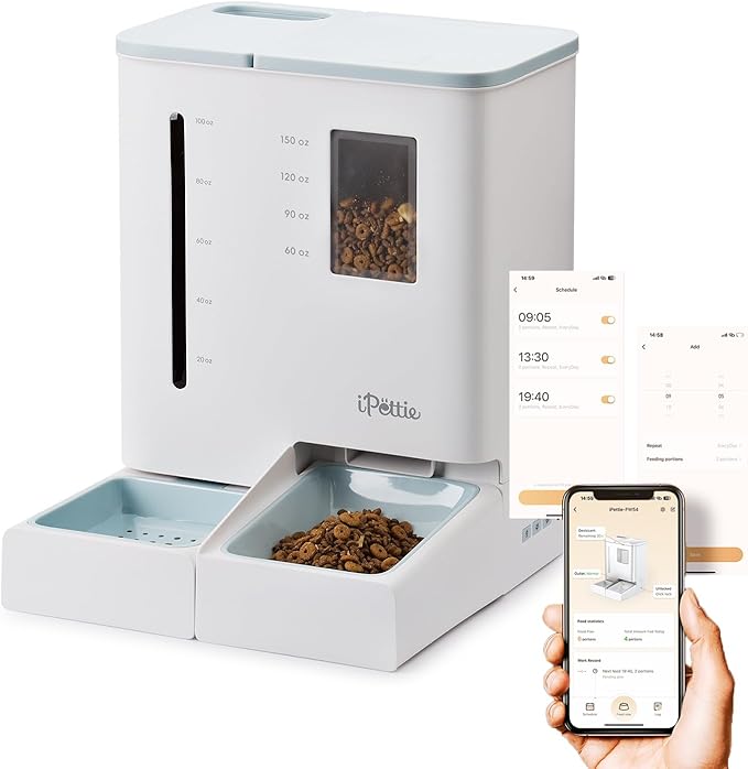 iPettie FW54 5G/2.4GHz WiFi Automatic Feeder and Waterer 2-in-1 Set