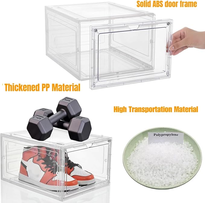 Attelite X-Large Clear Shoe Boxes Stackable Plastic Shoe Organizer, Thicken & (9 Pack)