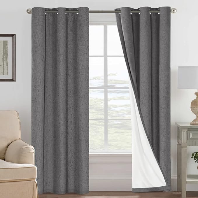 H.VERSAILTEX Primitive Linen Curtains 100% Blackout Curtain Drapes Burlap