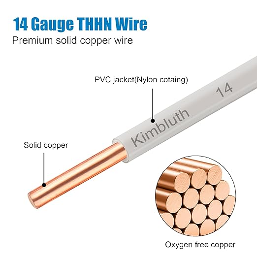 THHN Wire 14 Gauge 75 FT OFC Electrical Wire, 14 AWG Solid Copper Wire Rated up