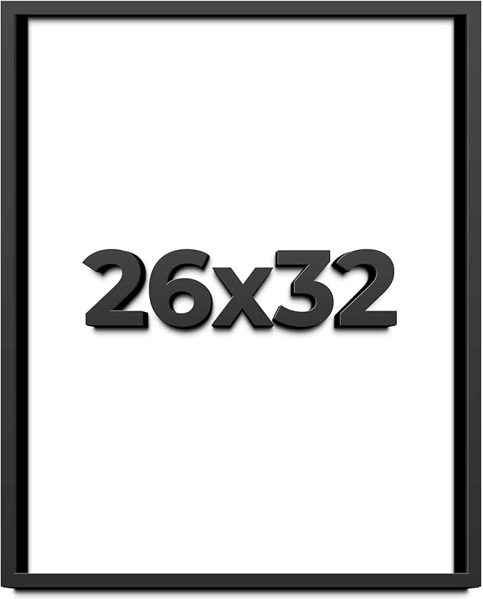 26x32 Shadow Box Frame Black | 1 Inch Deep Solid Wood Shadowbox Display Frame |