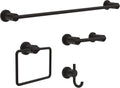 Delta 4-Piece Matte Black Bathroom Set Towel Rack, Ring, Toilet Paper Holder, Hook | Nicoli Bath Accessories