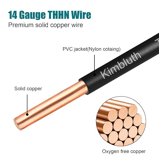 THHN Wire 14 Gauge 200 FT OFC Electrical Wire, 14 AWG Solid Copper Wire Rated