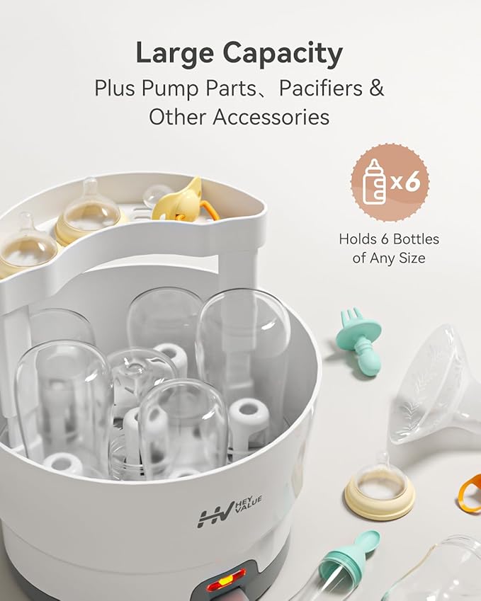 HEYVALUE Ease-Steam Bottle Sterilizer, Compact Baby Bottle Sterilizer, Fast