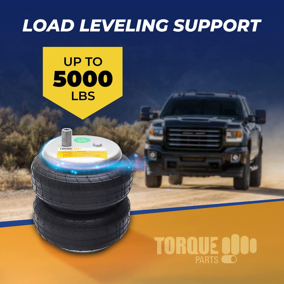 torque air suspension bag kit for 09-18 ram, side view