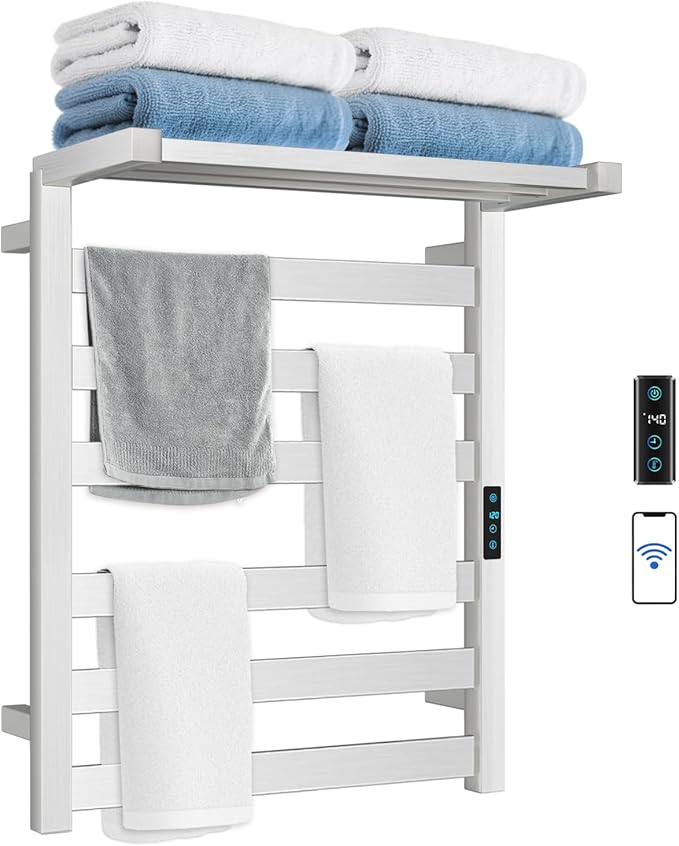 WiFi Heated Towel Rack Wall Mounted, Electric Towel Warmer