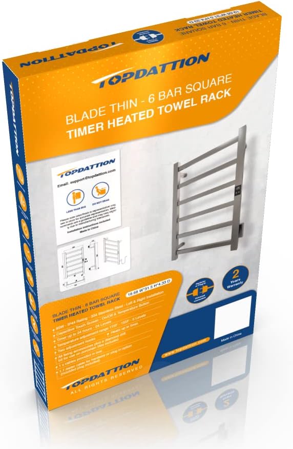 Smart Wireless Electric Towel Warmer | Blade Thin 4 Bar Design | Hardwired &