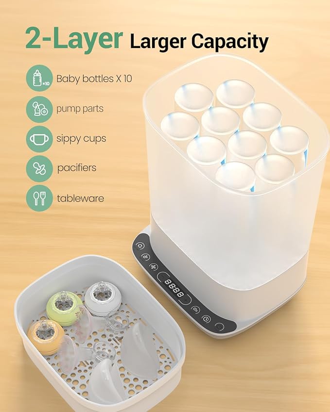 HAUTURE Bottle Sterilizer and Dryer, 6-in-1 Baby Bottle Sterilizer, 10 Bottles