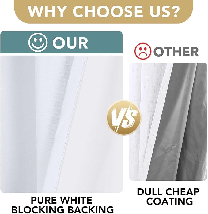 H.VERSAILTEX 108 inch Curtains, Linen Blackout Curtains 100% Absolutely Blackout