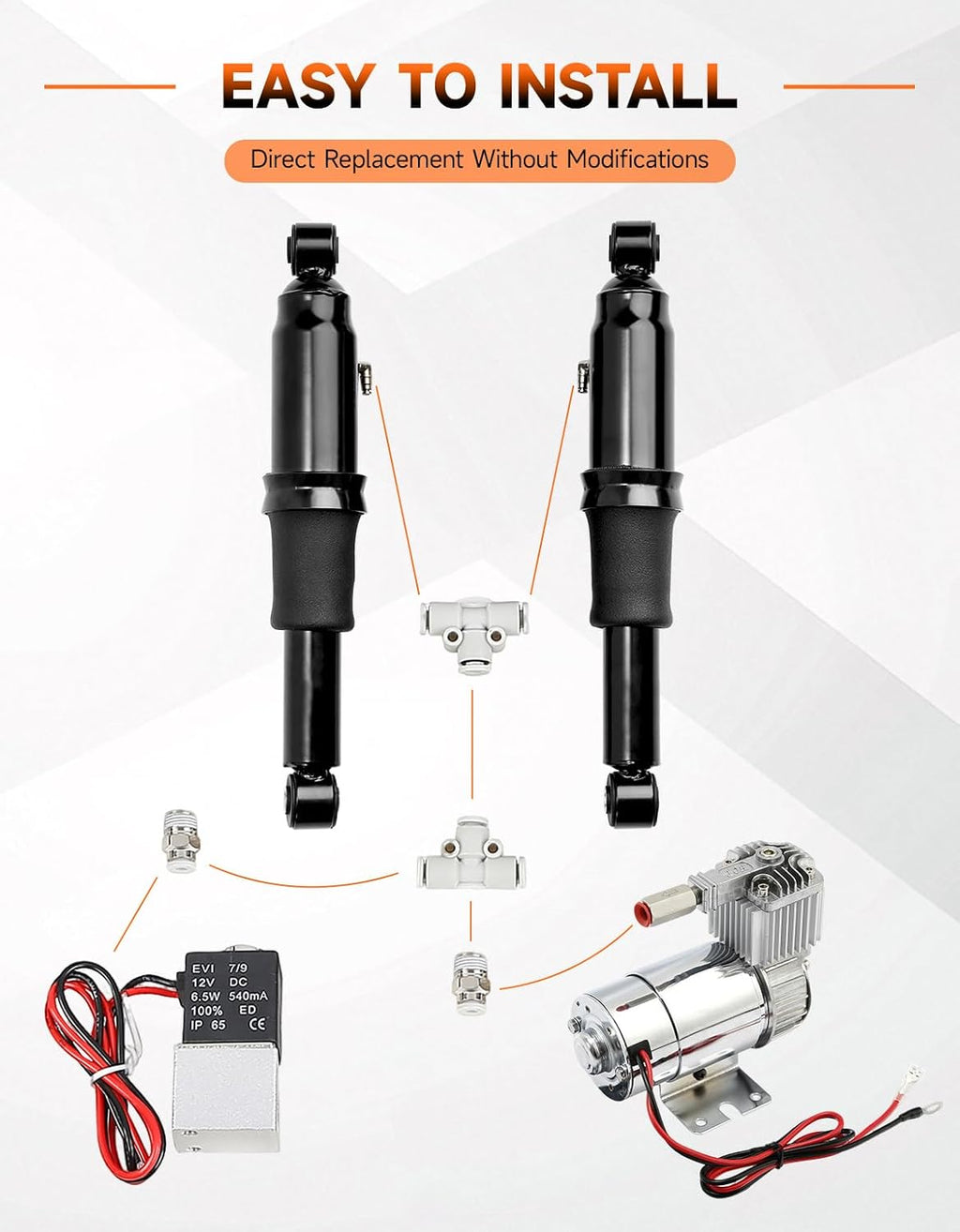 tct-motorparts rear air ride suspension kit fit for, side view
