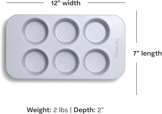 Caraway Nonstick Ceramic 6 Cup Muffin Pan – Non-Toxic, PTFE & PFOA Free – Oven