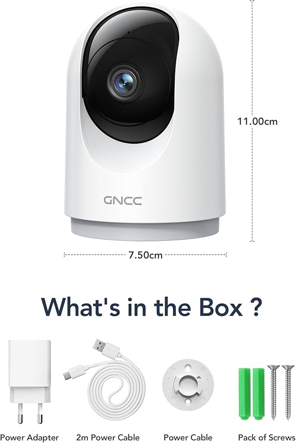 GNCC 2K Cameras for Home Security-Indoor Pan/Tilt Cameras for Baby Monitor/Pet