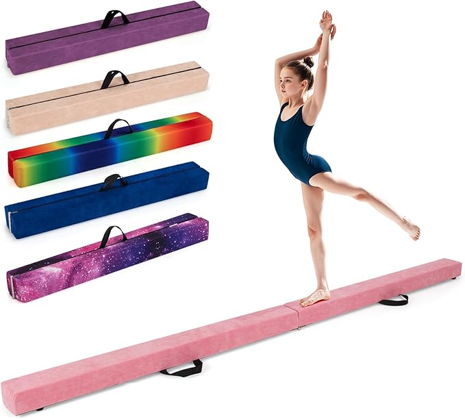 Giantex 7FT/8FT/9FT Balance Beam, Folding Gymnastics Beam w/Carry Handles