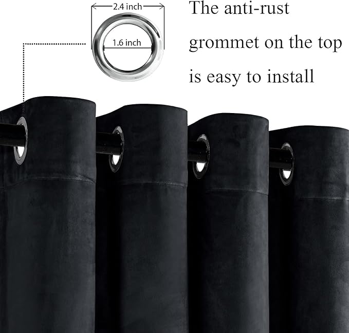 JIUZHEN Blcak Velvet Curtains for Living Room