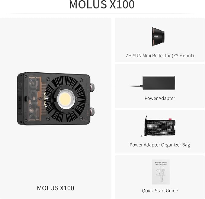 ZHIYUN MOLUS X100 Bi-Color Standard 100W Video Light V2 Upgraded Version