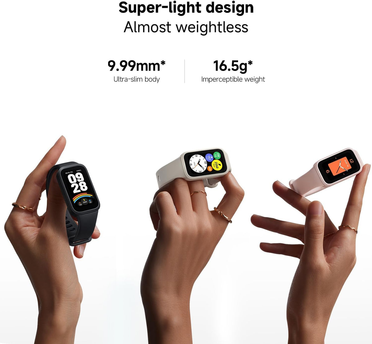 xiaomi smart band 9 active global version, 1.47'' on a desk or shelf