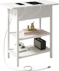 LIDYUK End Table with Charging Station, Flip Top Side Table with USB Ports and