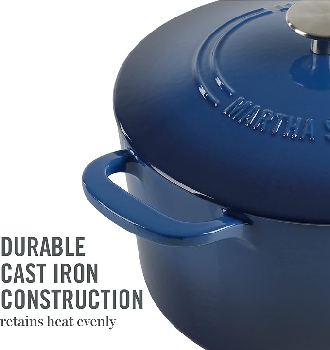 MARTHA STEWART Gatwick 7-Quart Enamel Cast Iron Dutch Oven Pot