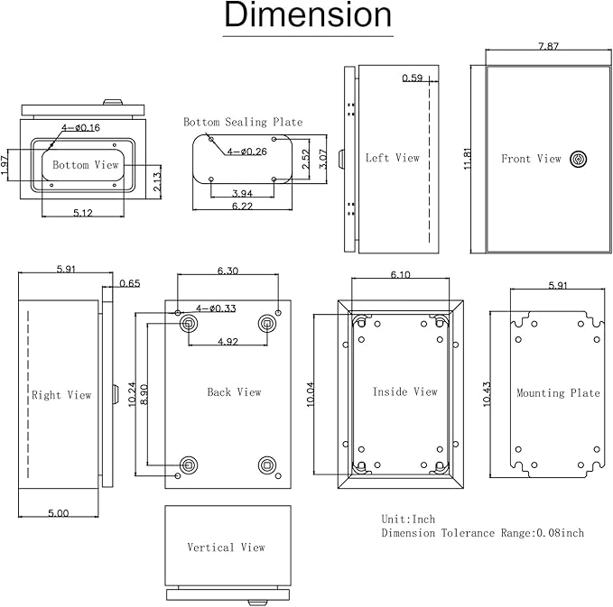 VEVOR NEMA Steel Enclosure 12×8×6, NEMA 4X Steel Electrical Box, IP66