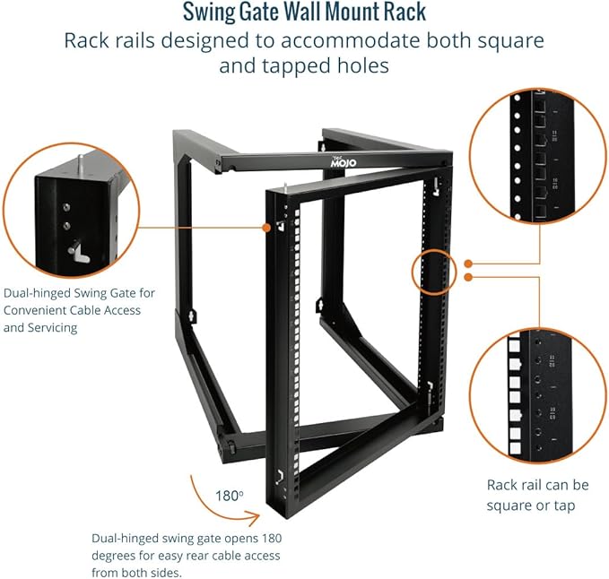 Tecmojo 12U Wall Mount Server Rack, Open Frame Network Rack