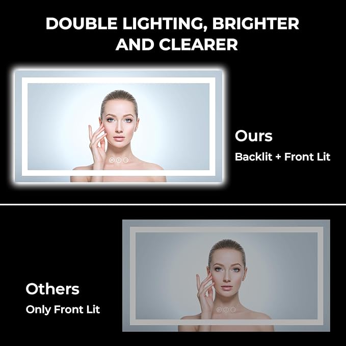 YEELAIT 55x30 Inch LED Bathroom Mirror