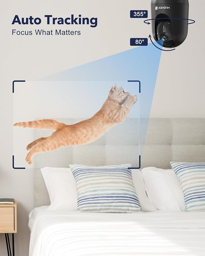 MUBVIEW Cameras for Home Security, Indoor Security Camera, 2.4/5GHz WiFi Wired
