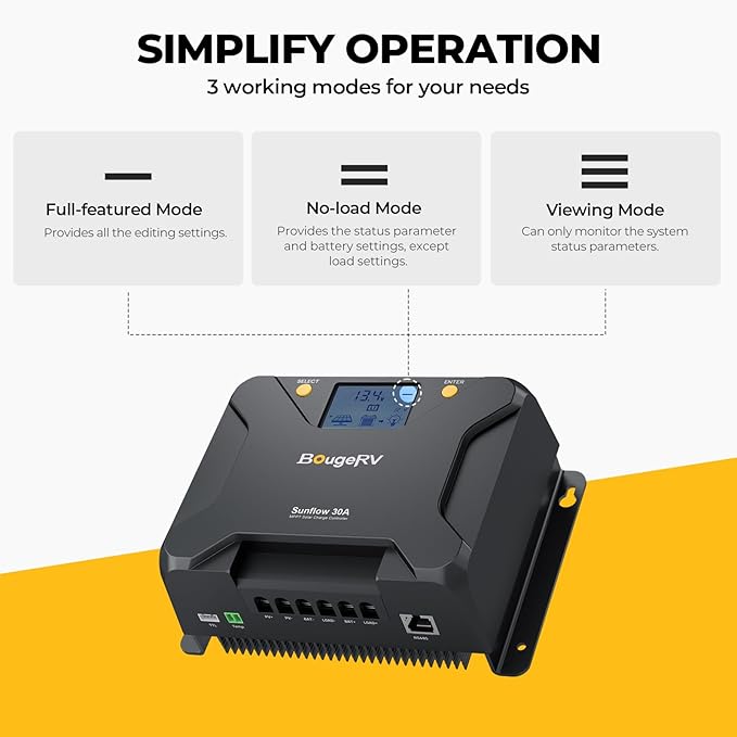 BougeRV MPPT Solar Charge Controller 30A, w/ Low-Temp Cut-Off, APP Control