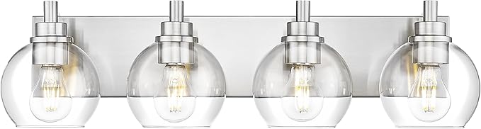 METWET Bathroom Light Fixtures, 4 Light Brushed Nickel Vanity Light, 26 Inch