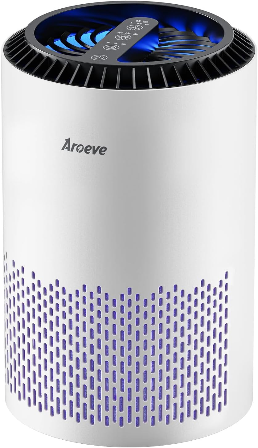 AROEVE Air Purifiers for Bedroom with Sleep Mode Speed Control-MK01A(White)