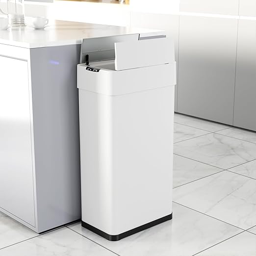 TLSUNNY 13.2 Gallon Automatic Trash Can, Stainless Steel Motion Sensor Garbage