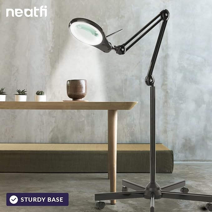 Neatfi LED Magnifying Floor Lamp – 1, 200 Lumens, 5” Bifocal Lens