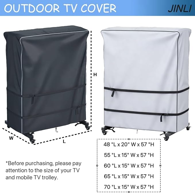 JINLI 70-75 inch outdoor TV trolley cover, courtyard TV cover, Oxford fabric
