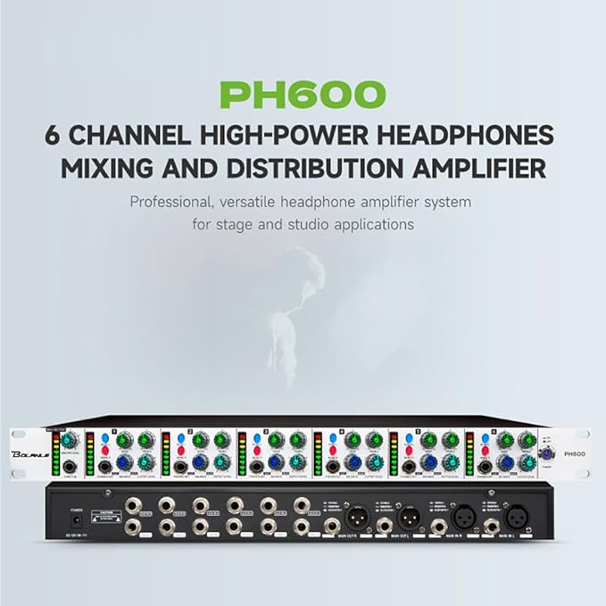 Bolanle PH6000 6-Channel Headphone Mixing Distribution Amplifier High-Power