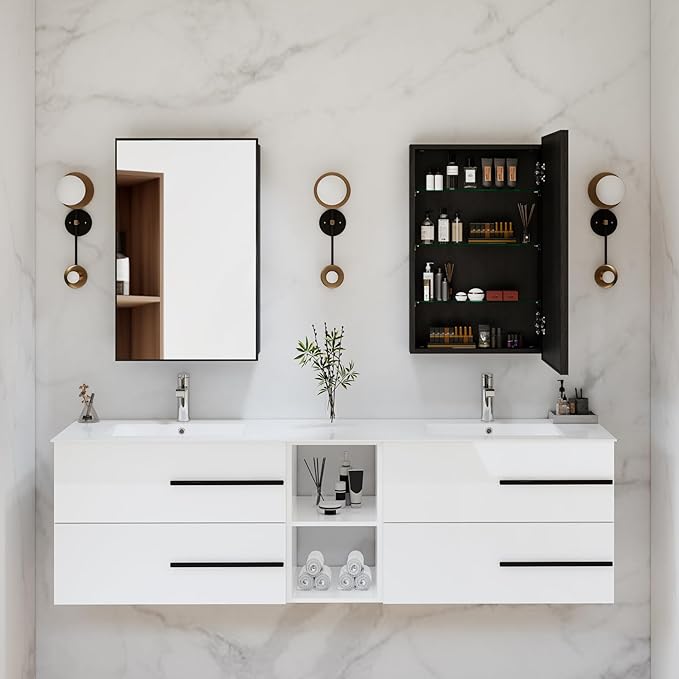 Medicine Cabinet with Mirror, 20x30 Inch Rectangle Wall Mounted Bathroom Vanity